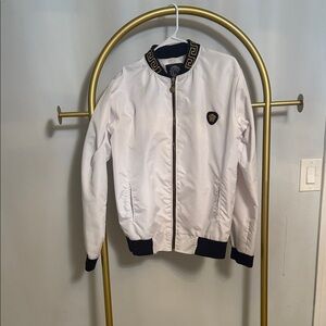 White Bomber Jacket with Black Trim
